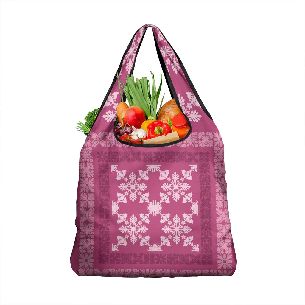 Hawaiian Quilt Pattern Grocery Bag Pink Hawaii Culture Tropical LT9 1-pack One Size Pink - Polynesian Pride