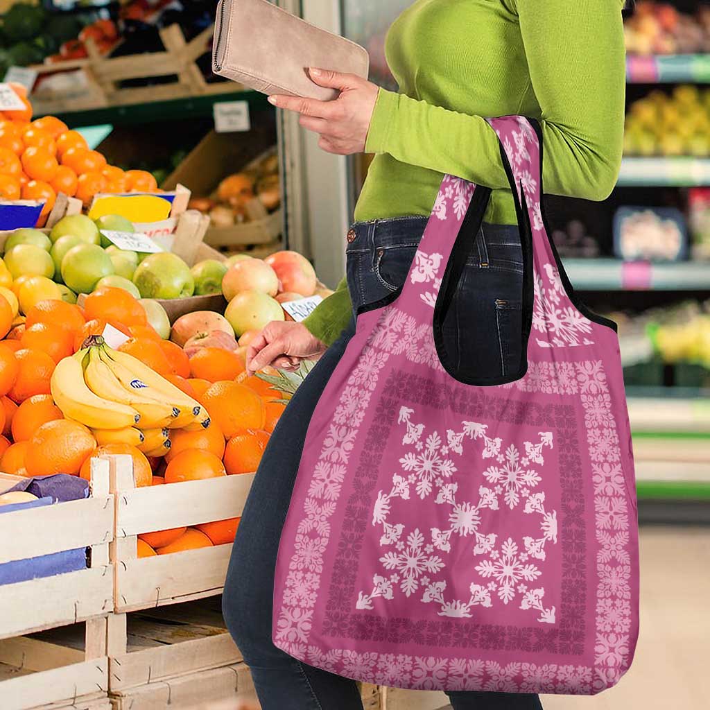 Hawaiian Quilt Pattern Grocery Bag Pink Hawaii Culture Tropical LT9 - Polynesian Pride