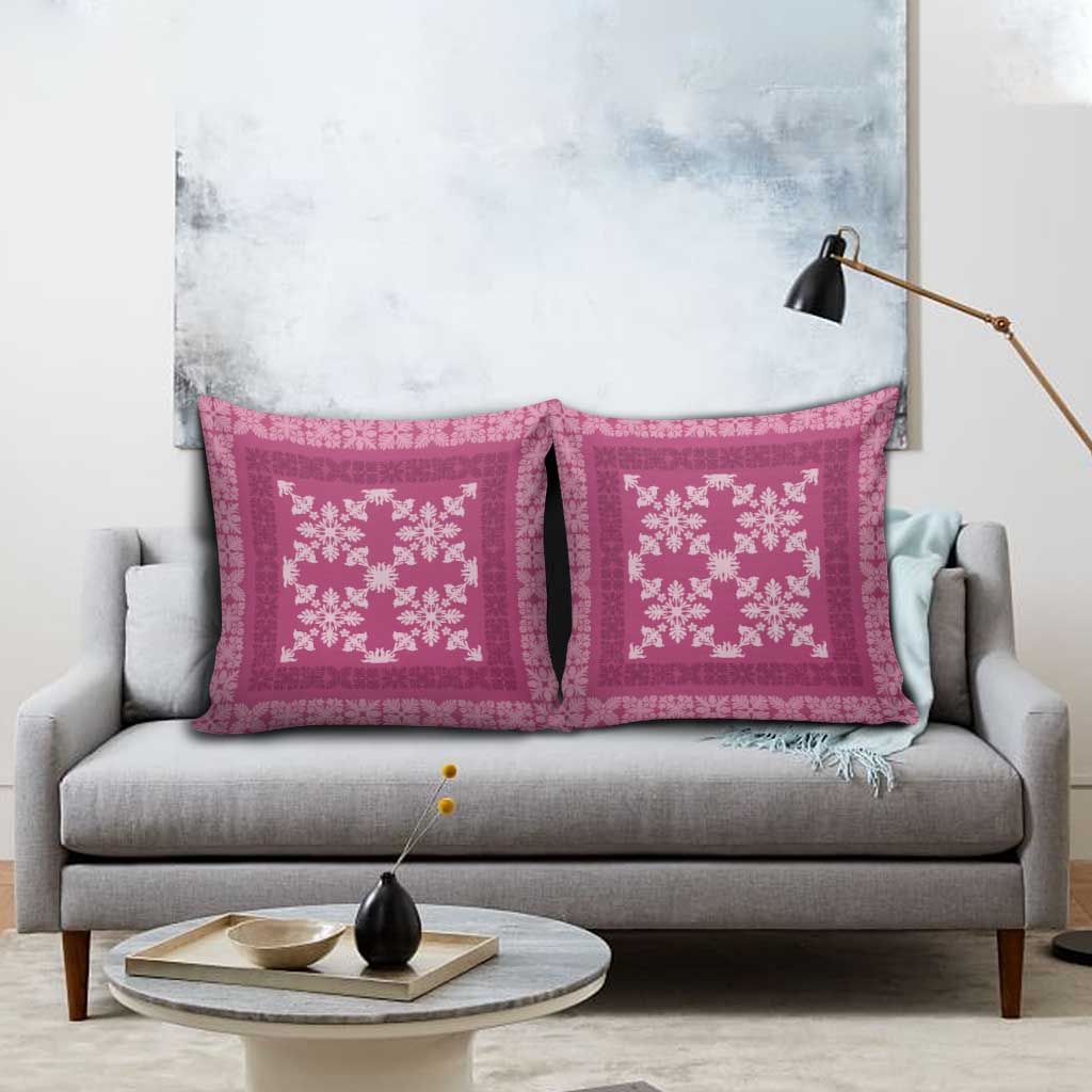 Hawaiian Quilt Pattern Pillow Cover Pink Hawaii Culture Tropical - Polynesian Pride
