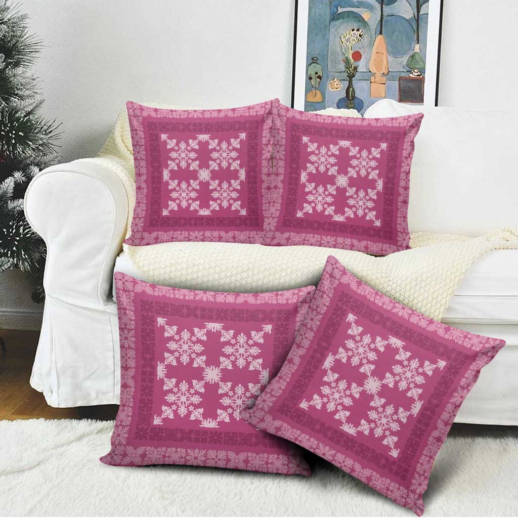 Hawaiian Quilt Pattern Pillow Cover Pink Hawaii Culture Tropical - Polynesian Pride