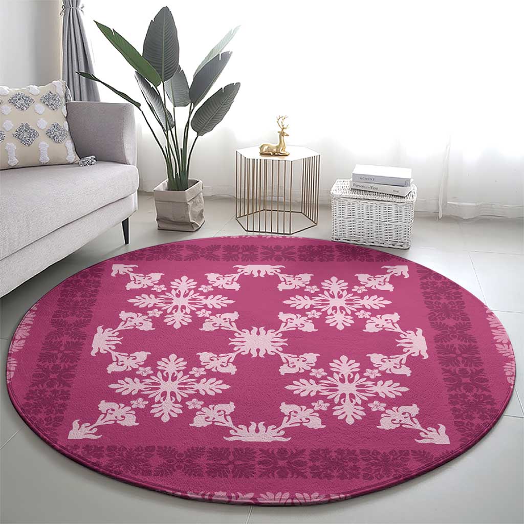Hawaiian Quilt Pattern Round Carpet Pink Hawaii Culture Tropical LT9 - Polynesian Pride