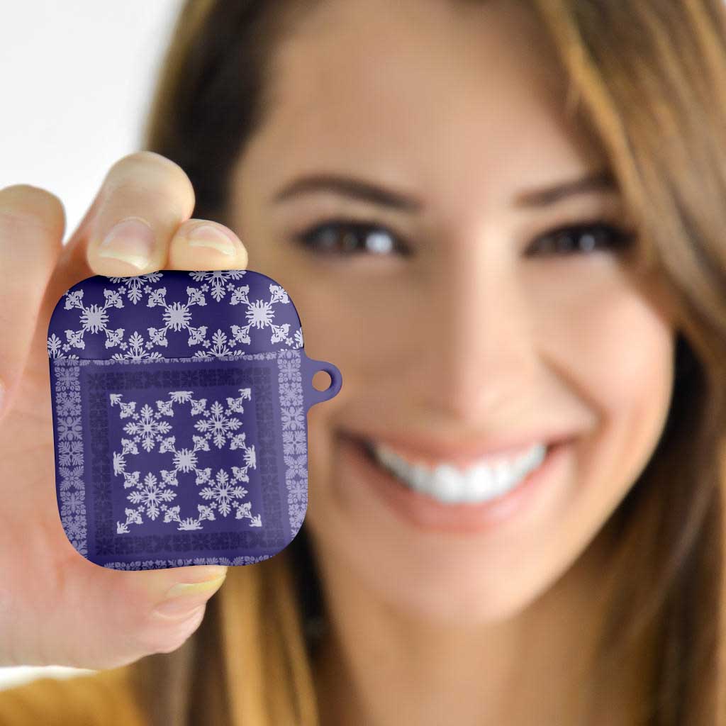Hawaiian Quilt Pattern AirPods Case Purple Hawaii Culture Tropical - Polynesian Pride
