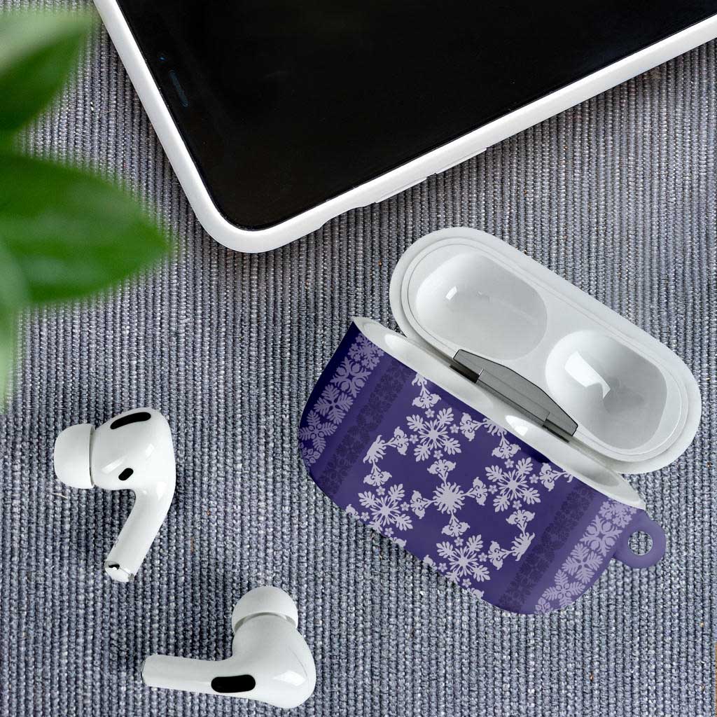 Hawaiian Quilt Pattern AirPods Case Purple Hawaii Culture Tropical - Polynesian Pride