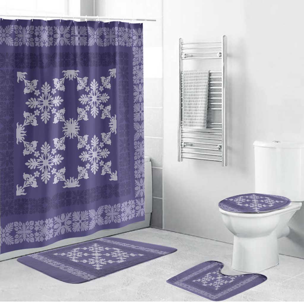 Hawaiian Quilt Pattern Bathroom Set Purple Hawaii Culture Tropical LT9 Bathroom Set (4 pcs) Purple - Polynesian Pride