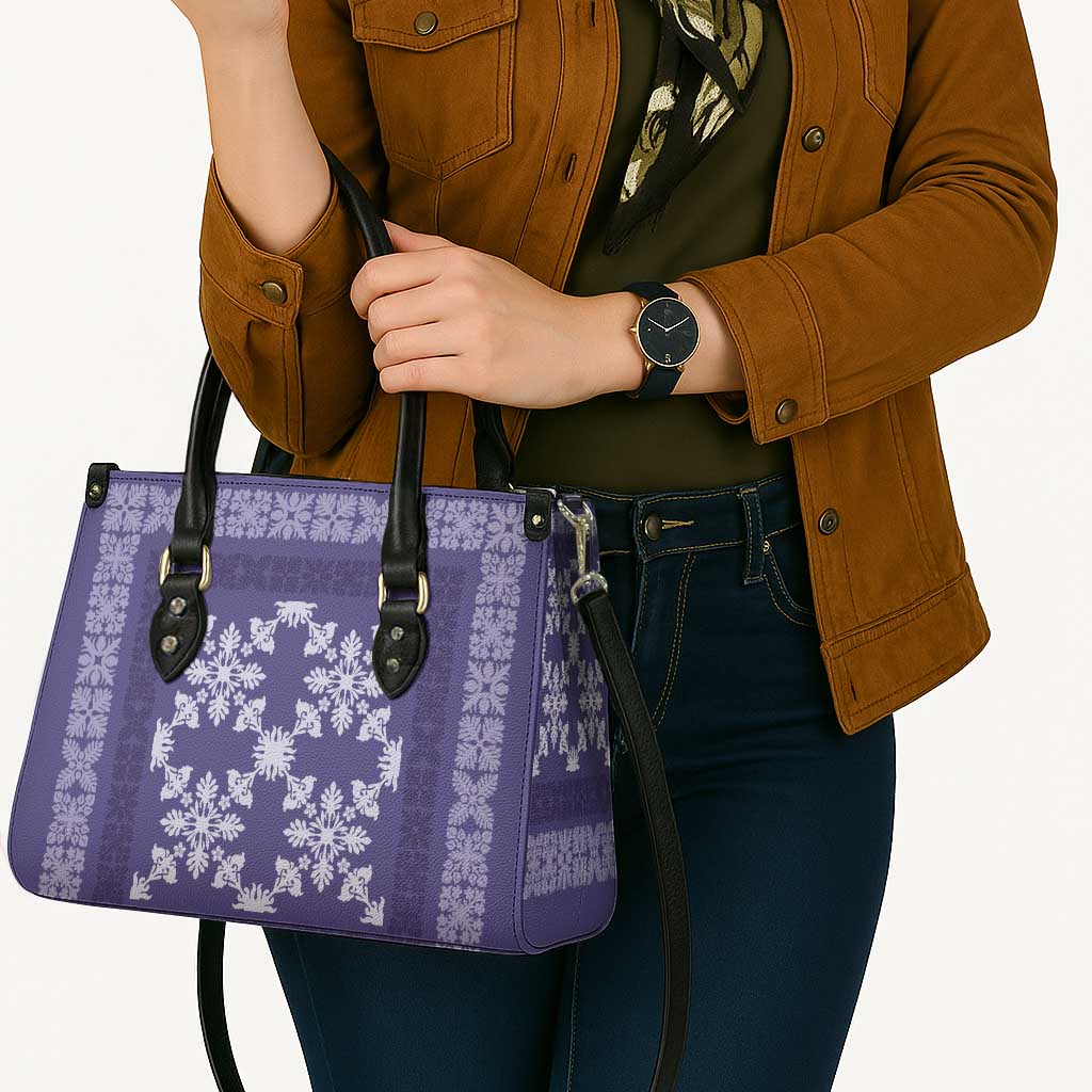 Hawaiian Quilt Pattern Leather Bag Purple Hawaii Culture Tropical - Polynesian Pride