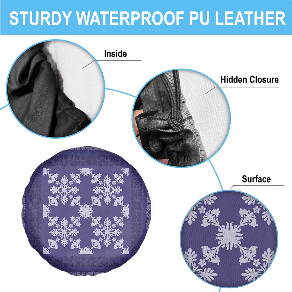 Hawaiian Quilt Pattern Spare Tire Cover Purple Hawaii Culture Tropical - Polynesian Pride