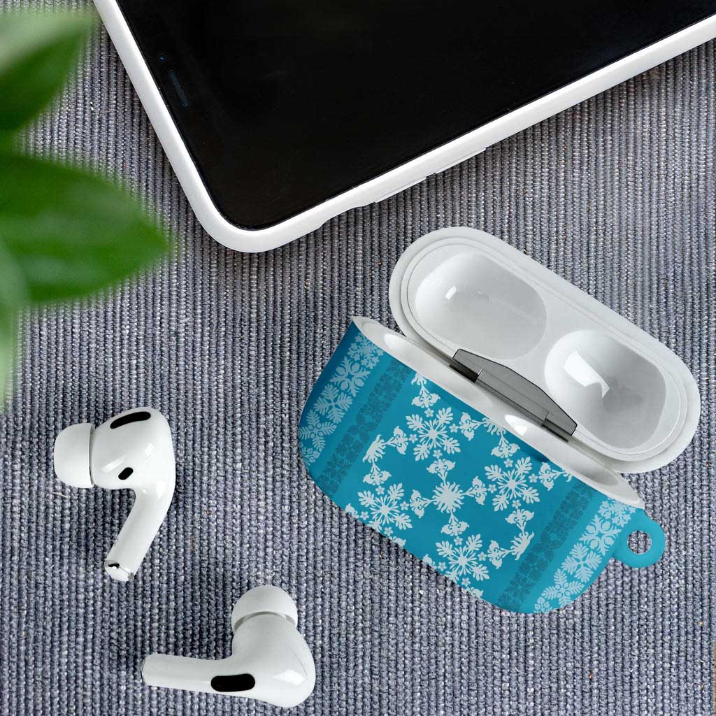 Hawaiian Quilt Pattern AirPods Case Teal Hawaii Culture Tropical - Polynesian Pride