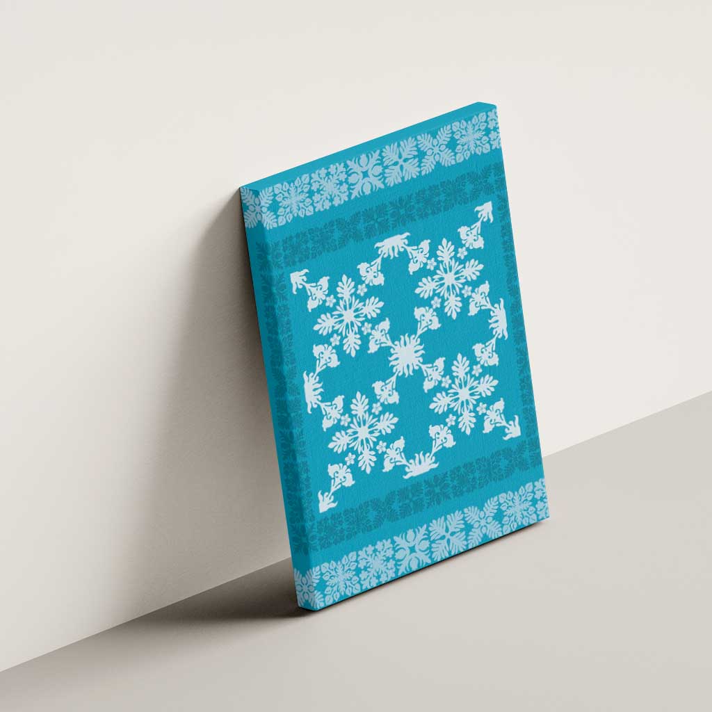 Hawaiian Quilt Pattern Canvas Wall Art Teal Hawaii Culture Tropical LT9 - Polynesian Pride