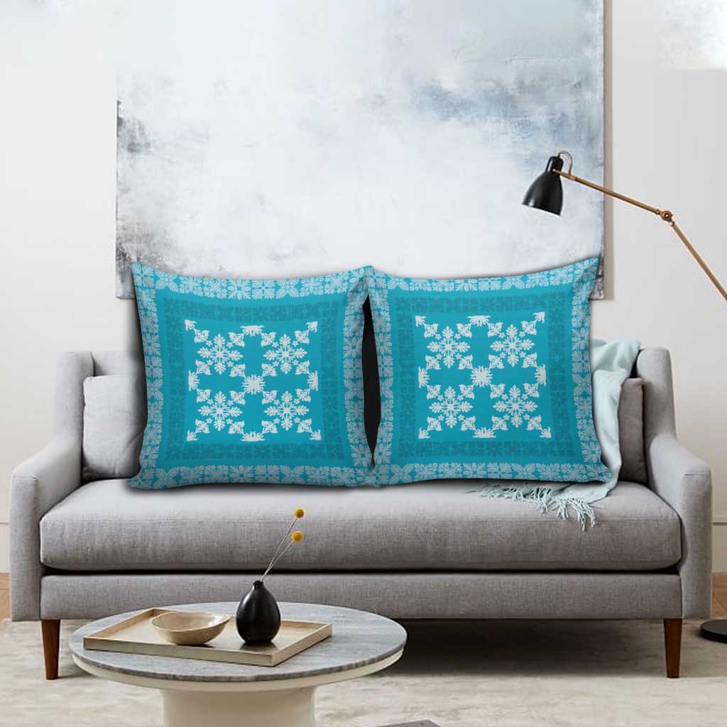 Hawaiian Quilt Pattern Pillow Cover Teal Hawaii Culture Tropical - Polynesian Pride