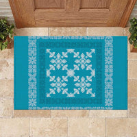 Hawaiian Quilt Pattern Rubber Doormat Teal Hawaii Culture Tropical LT9 Teal - Polynesian Pride
