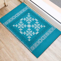Hawaiian Quilt Pattern Rubber Doormat Teal Hawaii Culture Tropical LT9 - Polynesian Pride