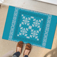 Hawaiian Quilt Pattern Rubber Doormat Teal Hawaii Culture Tropical LT9 - Polynesian Pride