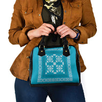 Hawaiian Quilt Pattern Shoulder Handbag Teal Hawaii Culture Tropical - Polynesian Pride