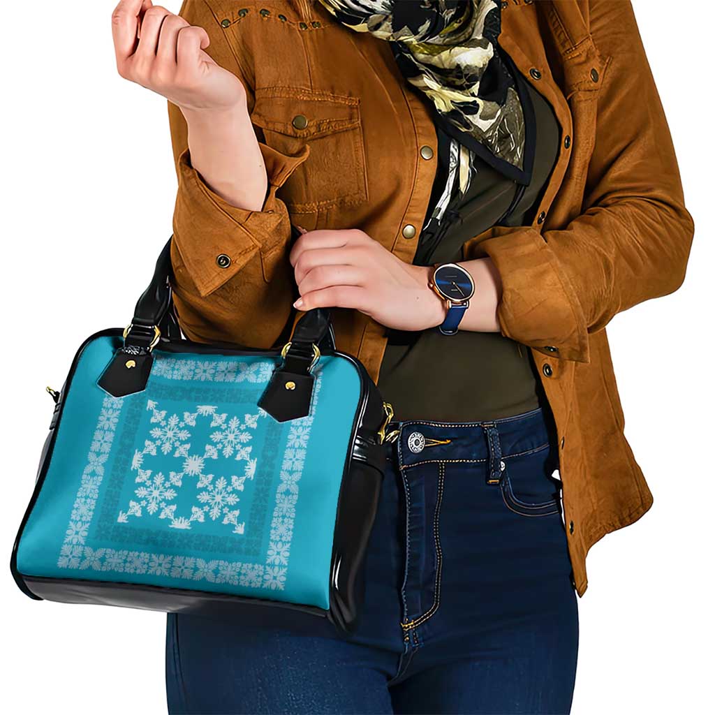 Hawaiian Quilt Pattern Shoulder Handbag Teal Hawaii Culture Tropical - Polynesian Pride
