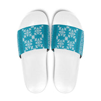 Hawaiian Quilt Pattern Slide Sandals Teal Hawaii Culture Tropical LT9 Teal - Polynesian Pride