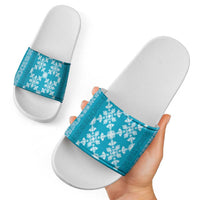 Hawaiian Quilt Pattern Slide Sandals Teal Hawaii Culture Tropical LT9 - Polynesian Pride
