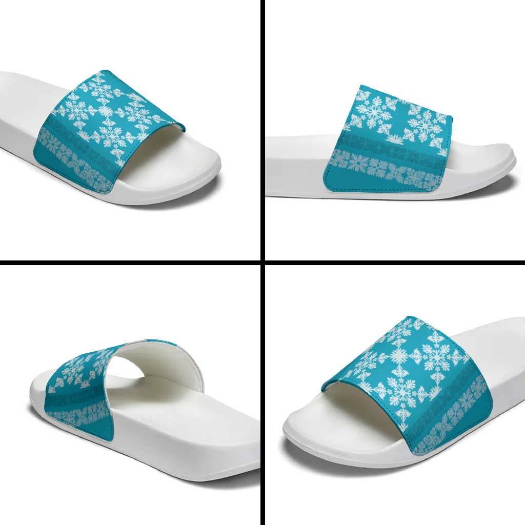 Hawaiian Quilt Pattern Slide Sandals Teal Hawaii Culture Tropical LT9 - Polynesian Pride
