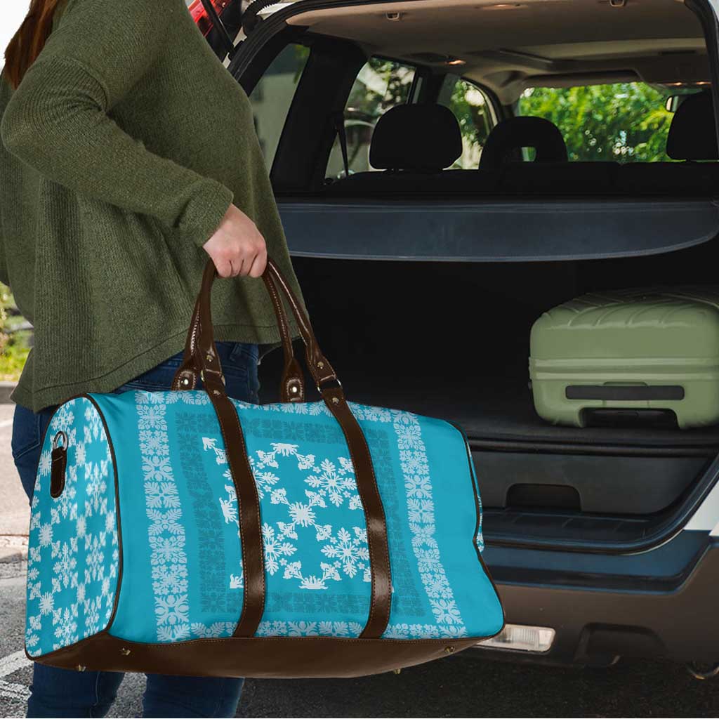 Hawaiian Quilt Pattern Travel Bag Teal Hawaii Culture Tropical - Polynesian Pride
