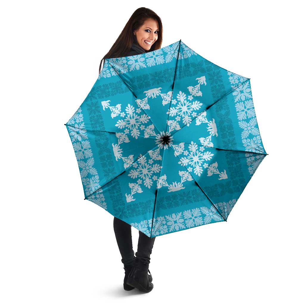 Hawaiian Quilt Pattern Umbrella Teal Hawaii Culture Tropical - Polynesian Pride