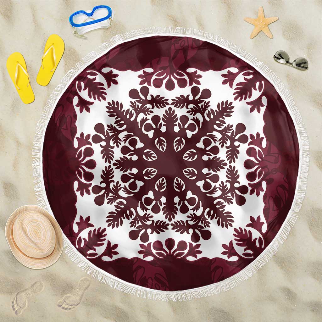 Palm Leaf Quilt Pattern Beach Blanket Hawaii Culture Floral LT9 One Size 150cm Oxblood - Polynesian Pride