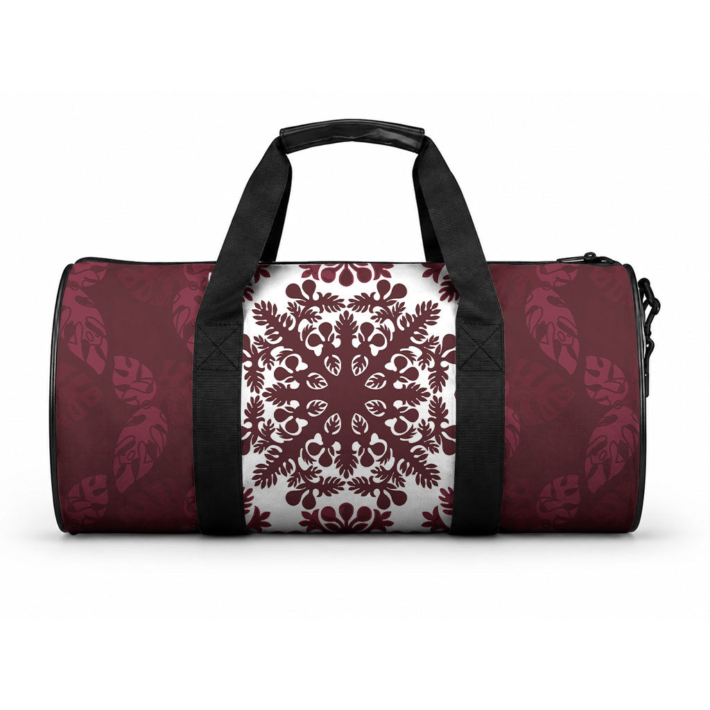 Palm Leaf Quilt Pattern Duffle Bag Hawaii Culture Floral LT9 One size Oxblood - Polynesian Pride