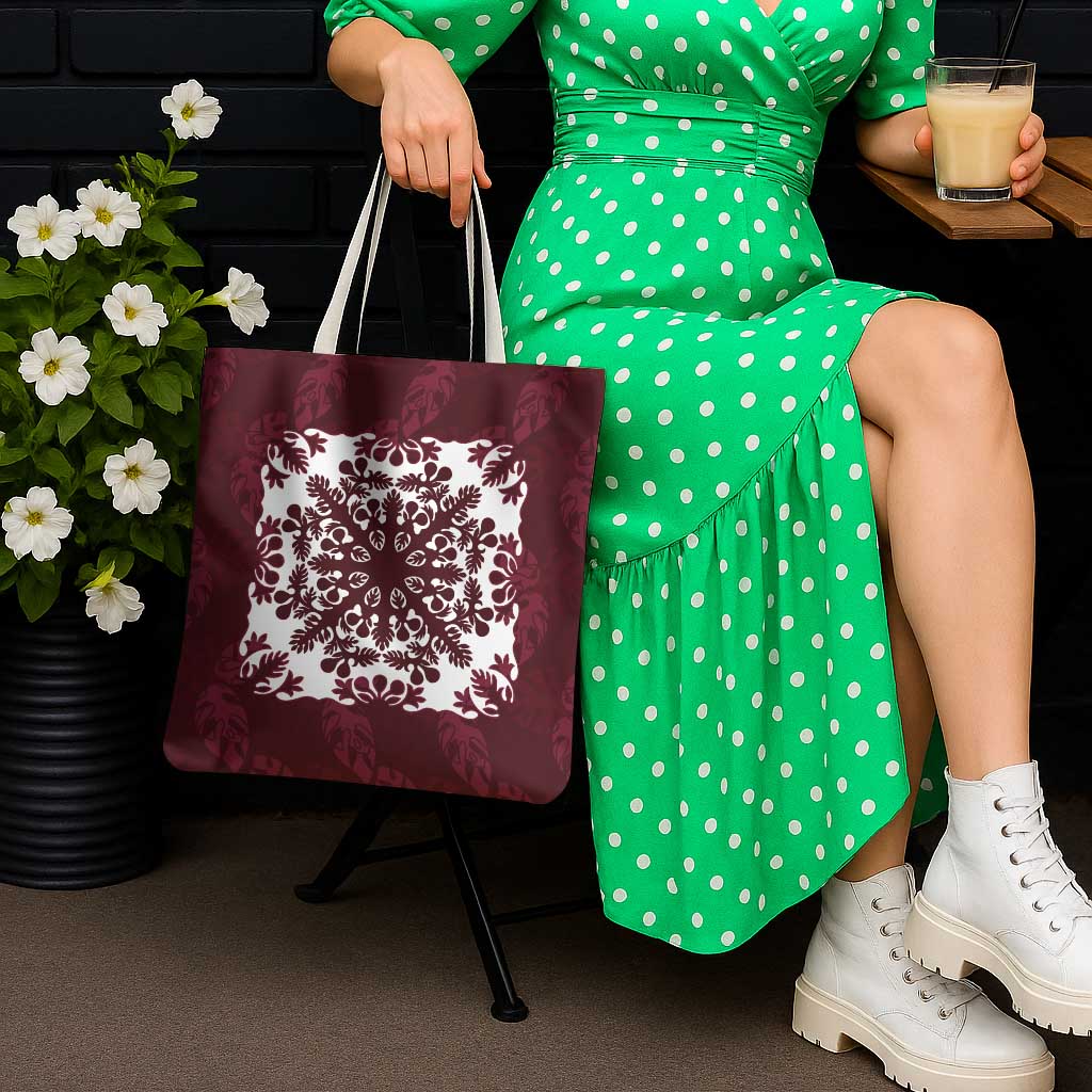 Palm Leaf Quilt Pattern Tote Bag Hawaii Culture Floral - Polynesian Pride