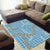 Blue Tropical Floral Palaka Area Rug Hawaiian Quilt Pattern - Polynesian Pride