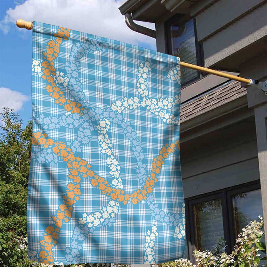 Blue Tropical Floral Palaka Garden Flag Hawaiian Quilt Pattern - Polynesian Pride