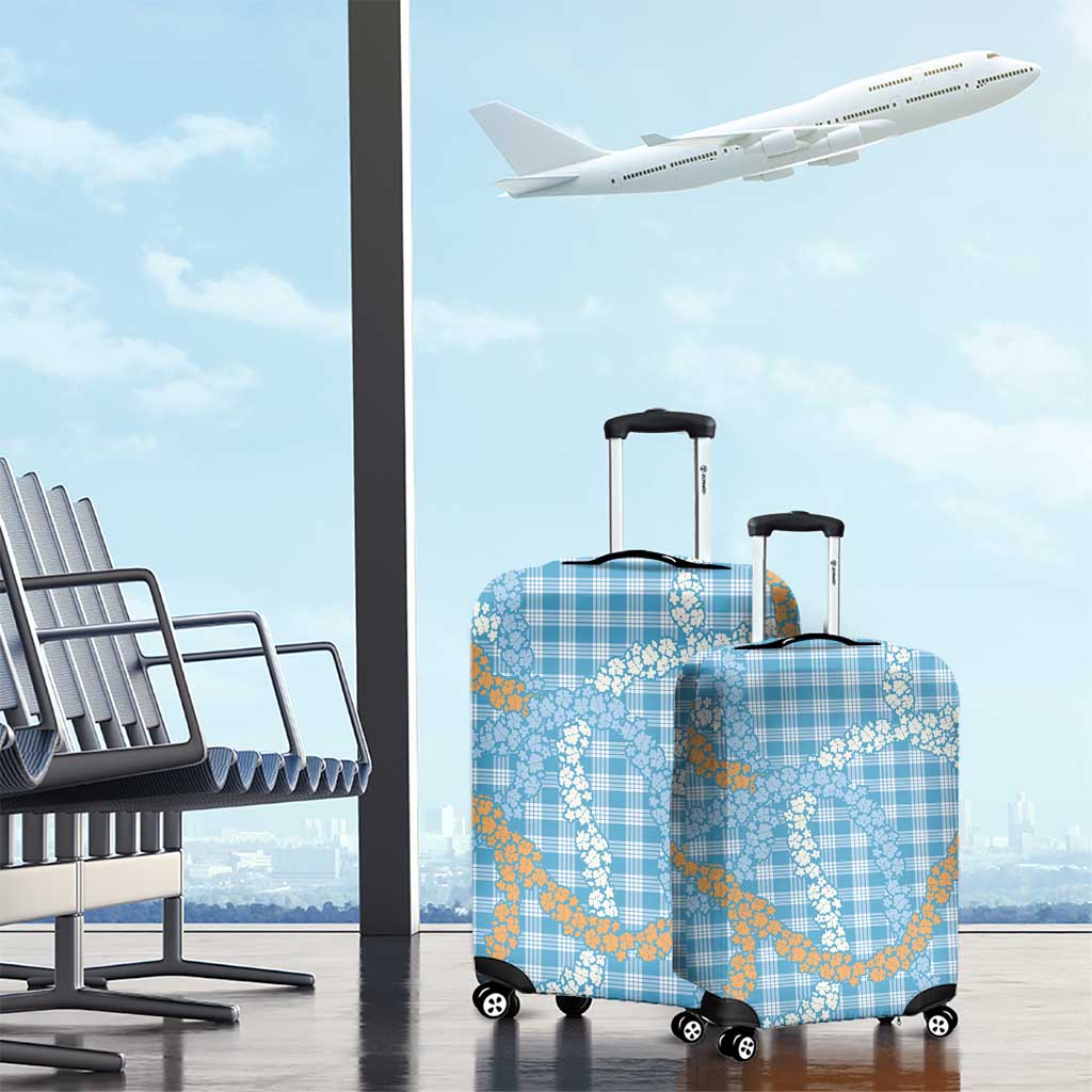 Blue Tropical Floral Palaka Luggage Cover Hawaiian Quilt Pattern - Polynesian Pride