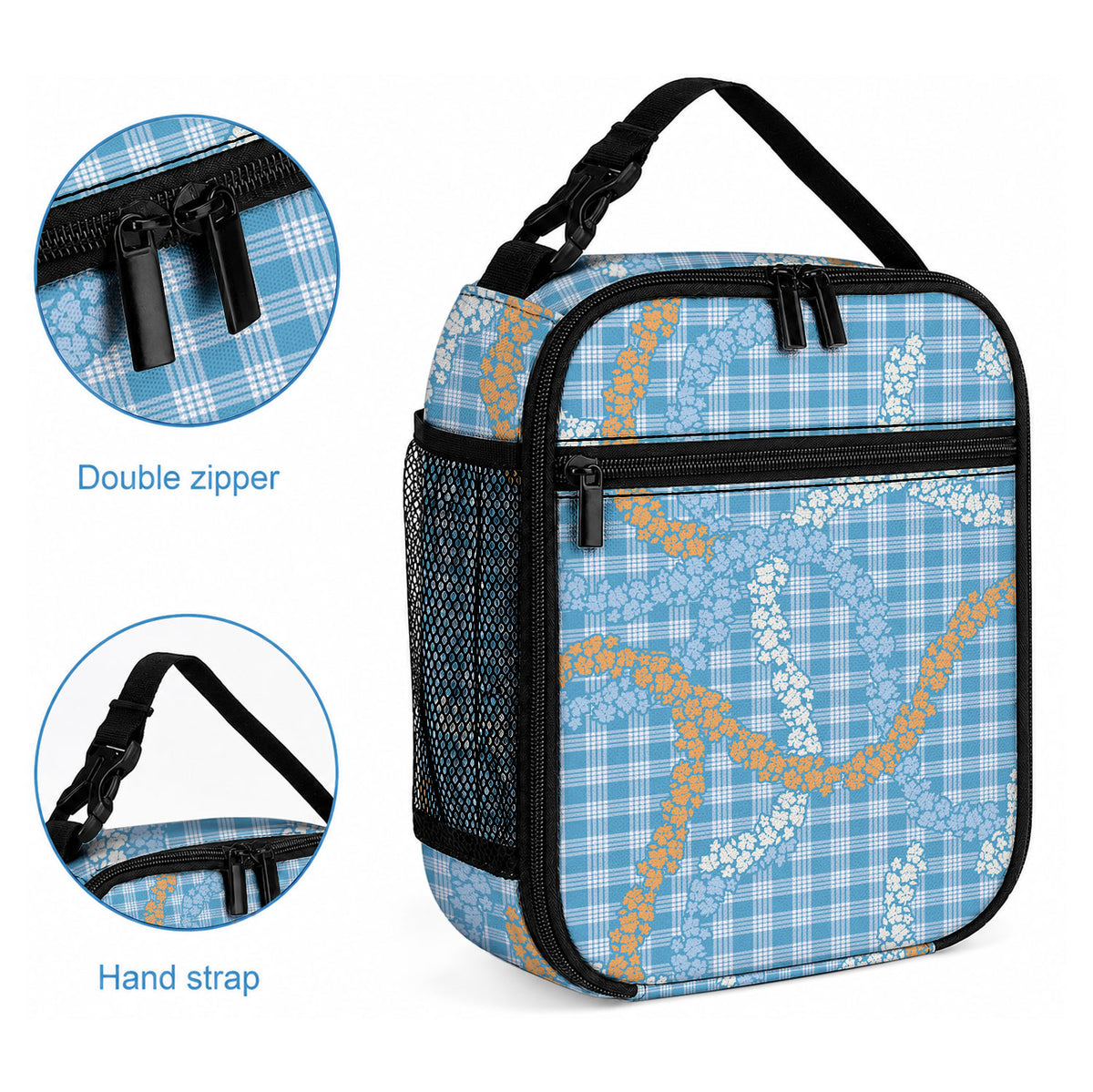 Blue Tropical Floral Palaka Lunch Bag Hawaiian Quilt Pattern LT9 - Polynesian Pride