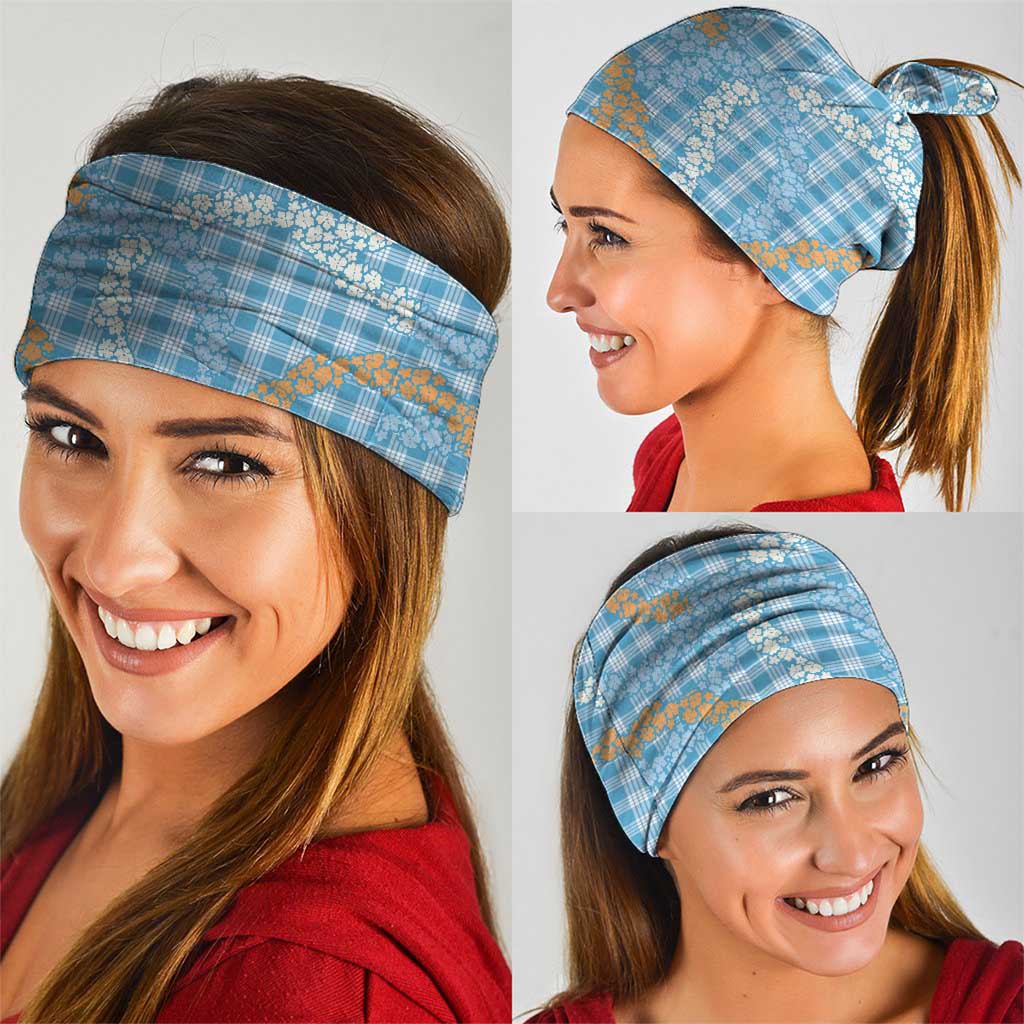 Blue Tropical Floral Palaka Neck Gaiter Hawaiian Quilt Pattern - Polynesian Pride