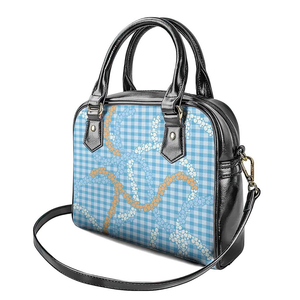 Blue Tropical Floral Palaka Shoulder Handbag Hawaiian Quilt Pattern - Polynesian Pride