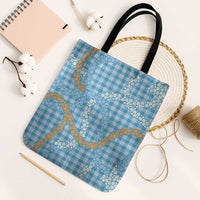 Blue Tropical Floral Palaka Tote Bag Hawaiian Quilt Pattern - Polynesian Pride