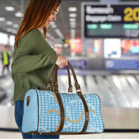Blue Tropical Floral Palaka Travel Bag Hawaiian Quilt Pattern - Polynesian Pride