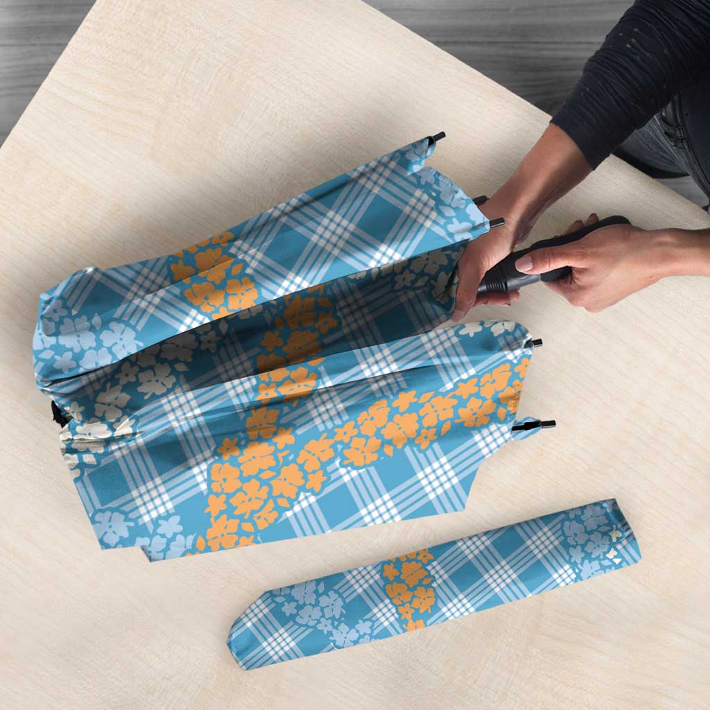 Blue Tropical Floral Palaka Umbrella Hawaiian Quilt Pattern - Polynesian Pride