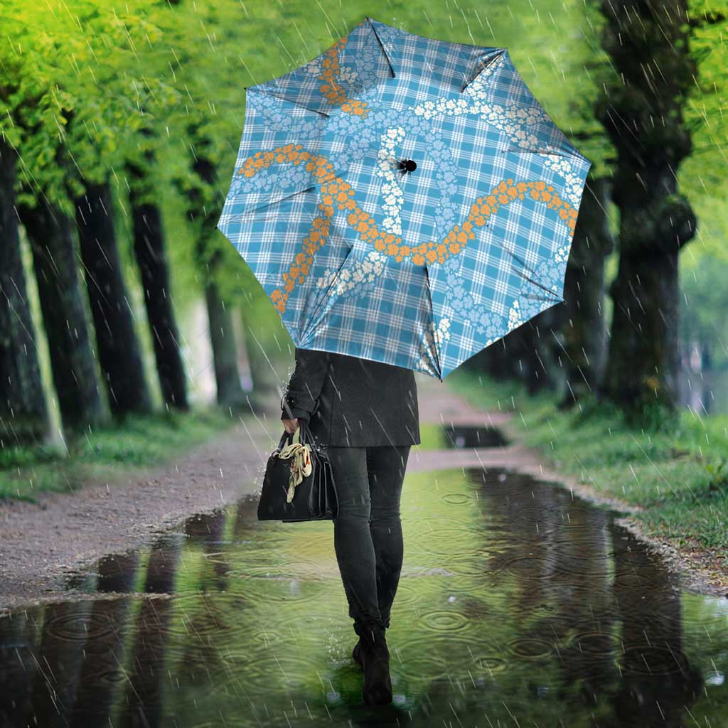 Blue Tropical Floral Palaka Umbrella Hawaiian Quilt Pattern - Polynesian Pride