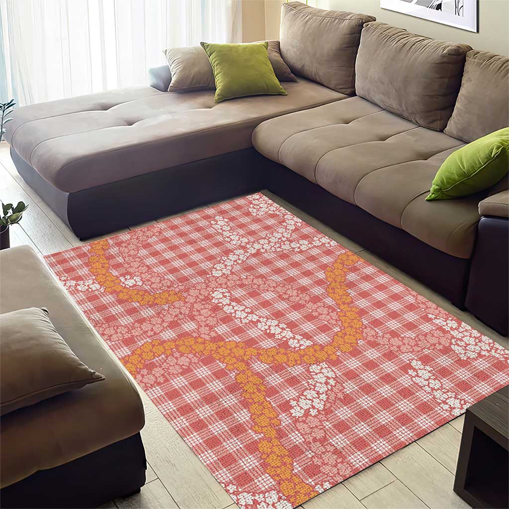 Pink Tropical Floral Palaka Area Rug Hawaiian Quilt Pattern - Polynesian Pride