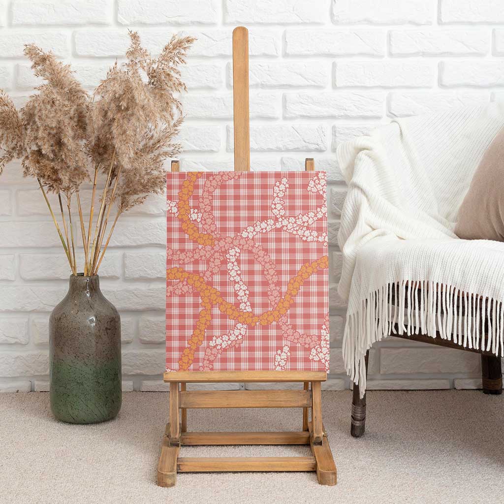 Pink Tropical Floral Palaka Canvas Wall Art Hawaiian Quilt Pattern - Polynesian Pride