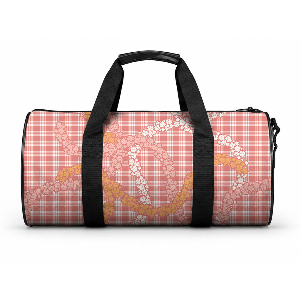 Pink Tropical Floral Palaka Duffle Bag Hawaiian Quilt Pattern LT9 One size Pink - Polynesian Pride