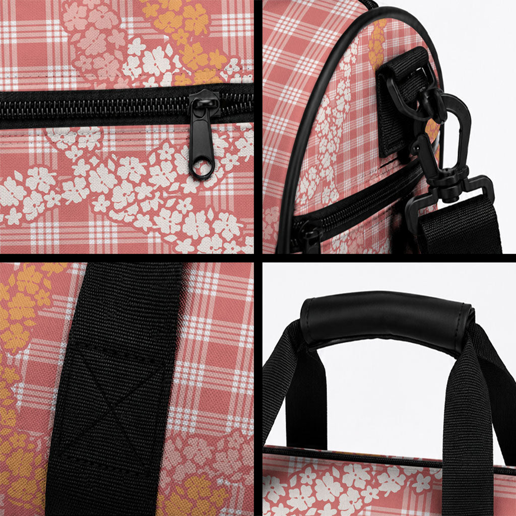 Pink Tropical Floral Palaka Duffle Bag Hawaiian Quilt Pattern LT9 - Polynesian Pride