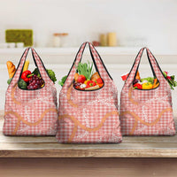 Pink Tropical Floral Palaka Grocery Bag Hawaiian Quilt Pattern - Polynesian Pride