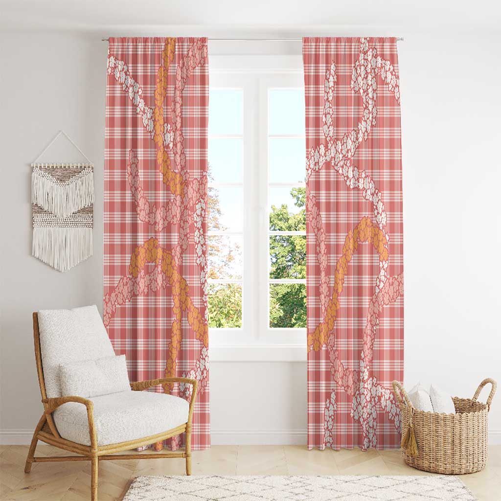 Pink Tropical Floral Palaka Window Curtain Hawaiian Quilt Pattern - Polynesian Pride