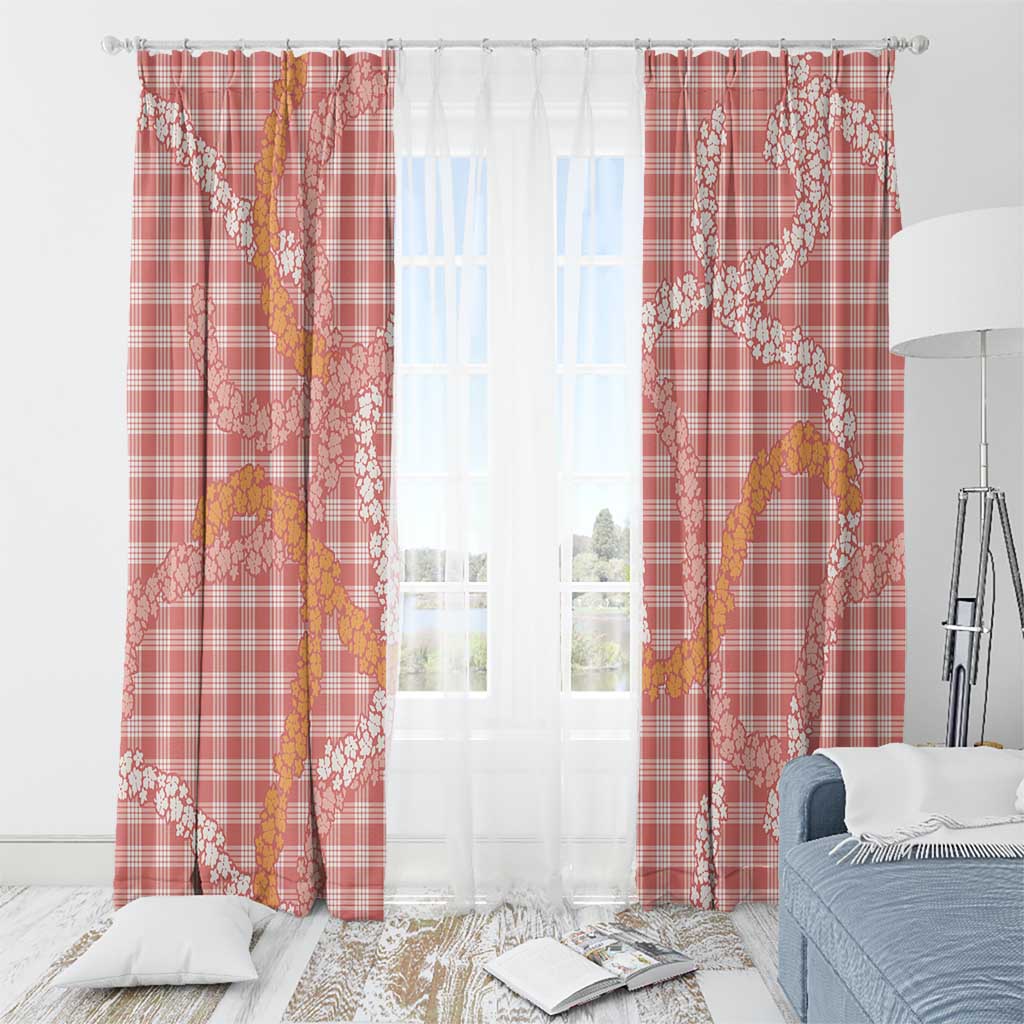 Pink Tropical Floral Palaka Window Curtain Hawaiian Quilt Pattern - Polynesian Pride