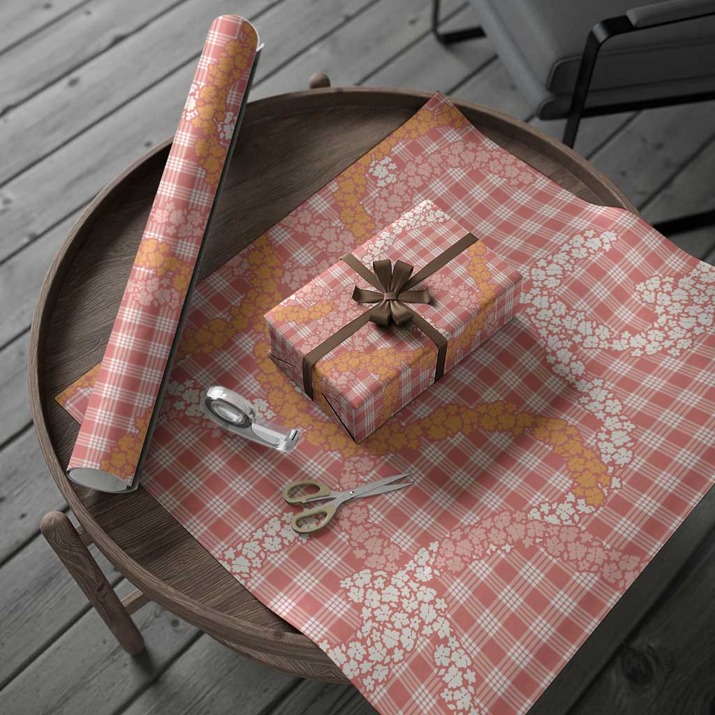 Pink Tropical Floral Palaka Wrapping Paper Hawaiian Quilt Pattern - Polynesian Pride