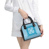 Blue Ulu Palaka Quilt Pattern Shoulder Handbag Hawaii Culture Breadfruit - Polynesian Pride