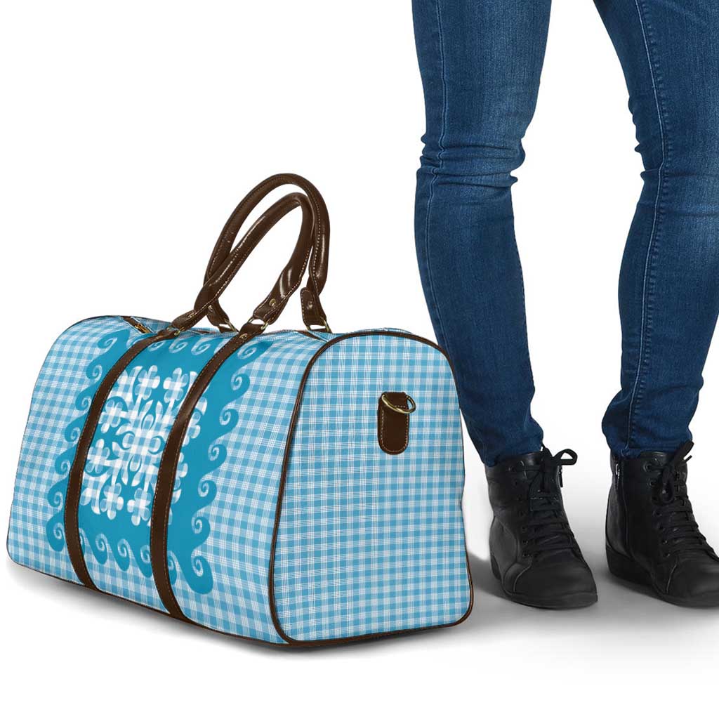 Blue Ulu Palaka Quilt Pattern Travel Bag Hawaii Culture Breadfruit - Polynesian Pride
