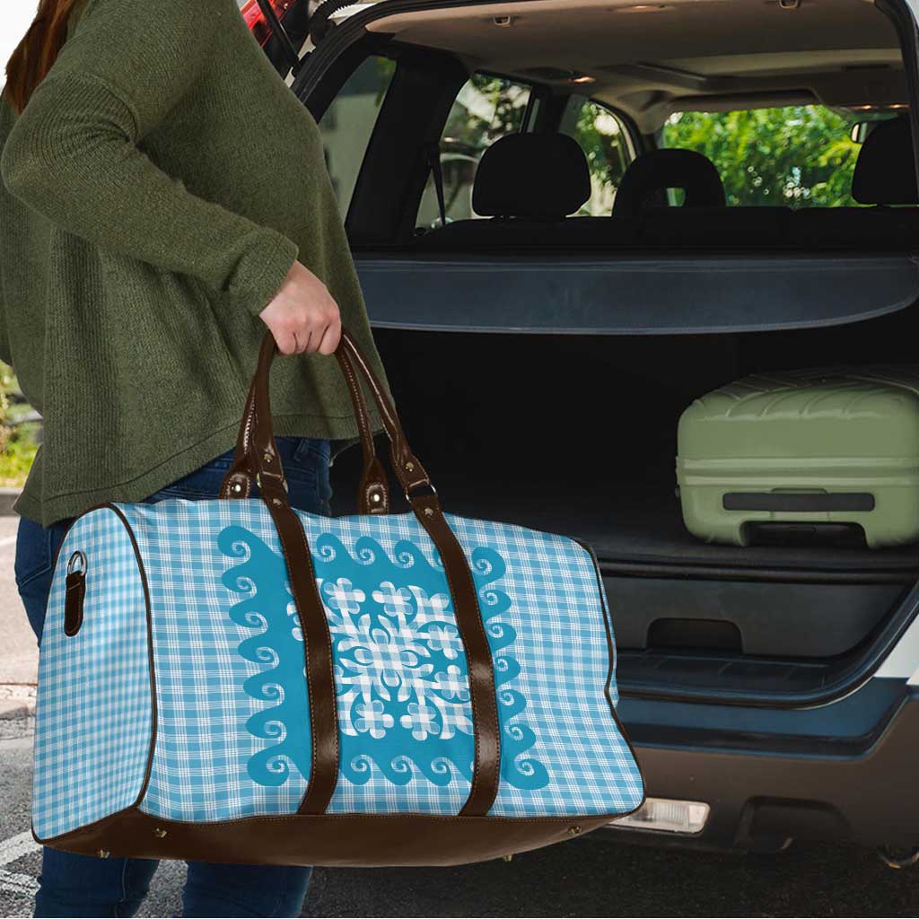 Blue Ulu Palaka Quilt Pattern Travel Bag Hawaii Culture Breadfruit - Polynesian Pride