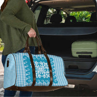 Blue Ulu Palaka Quilt Pattern Travel Bag Hawaii Culture Breadfruit - Polynesian Pride