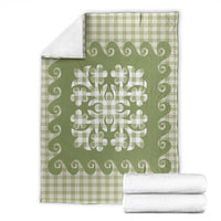 Green Ulu Palaka Quilt Pattern Blanket Hawaii Culture Breadfruit - Polynesian Pride