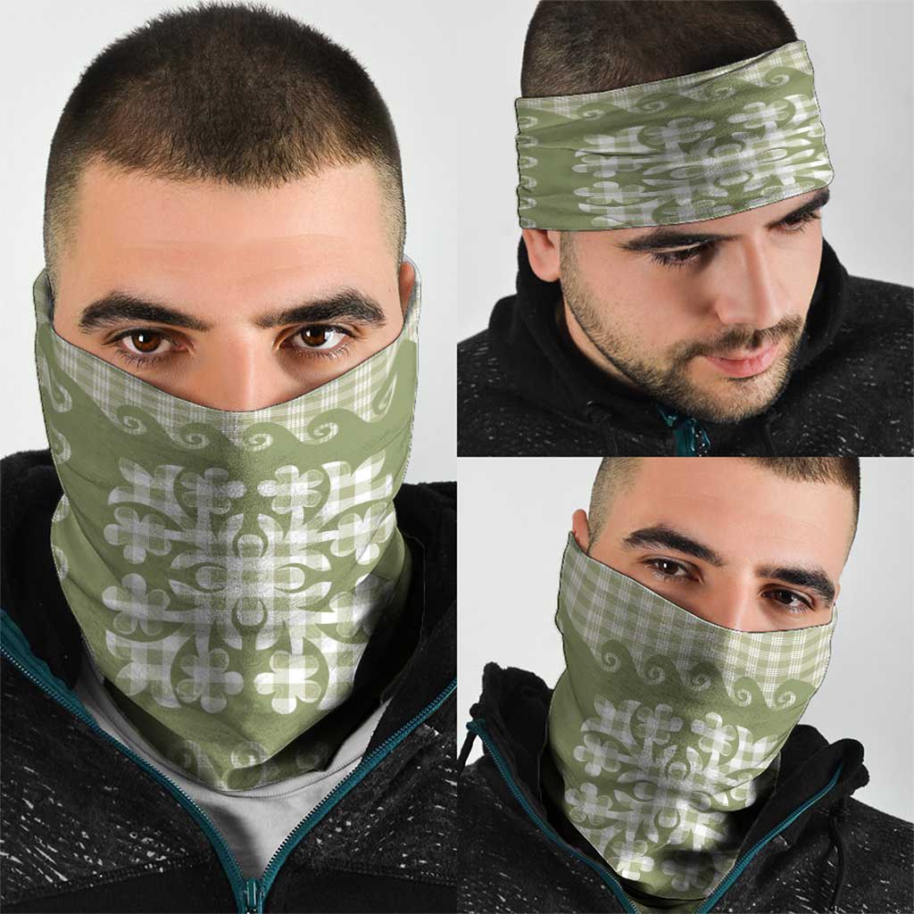 Green Ulu Palaka Quilt Pattern Neck Gaiter Hawaii Culture Breadfruit - Polynesian Pride